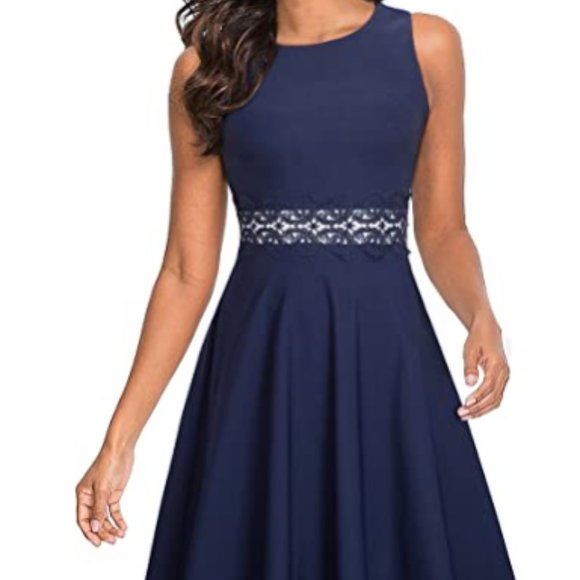 Women's Sleeveless Cocktail A-Line Embroidery Part